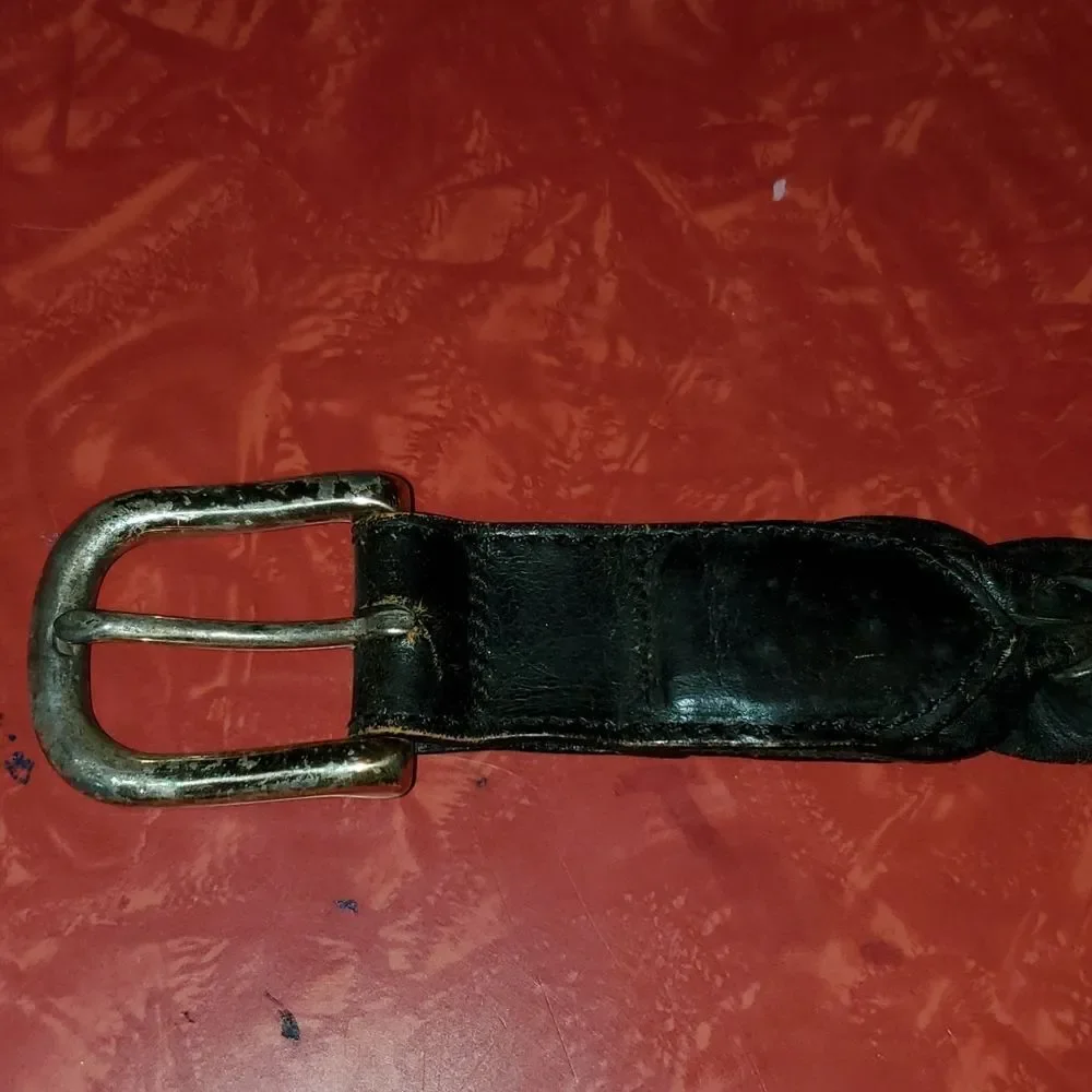 Vintage Brighton Black Leather Woven Belt 36